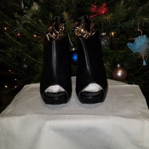 Black Peep Toe Ankle Boots